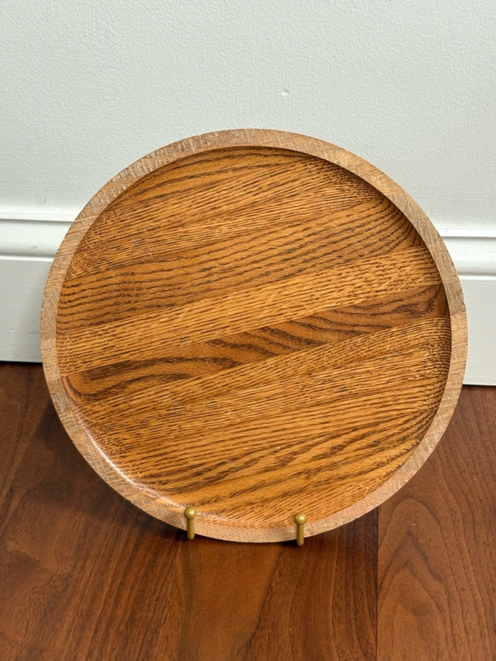 Round Oak Wood Serving Tray